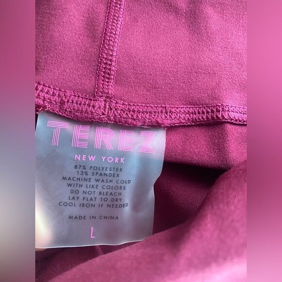 TEREZ Electric Purple And Black Raspberry TLC Colorblock Leggings Sz L NWT - Picture 7 of 16